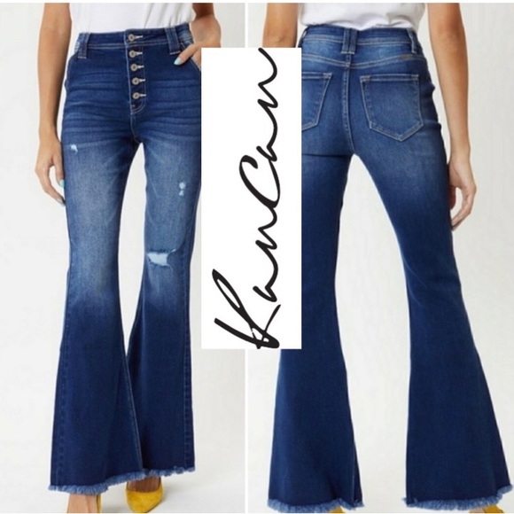 KanCan Jeans Kancan Super Flare High Rise Distressed Button Fly